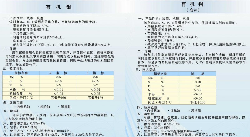 有机钼系列润滑油添加剂